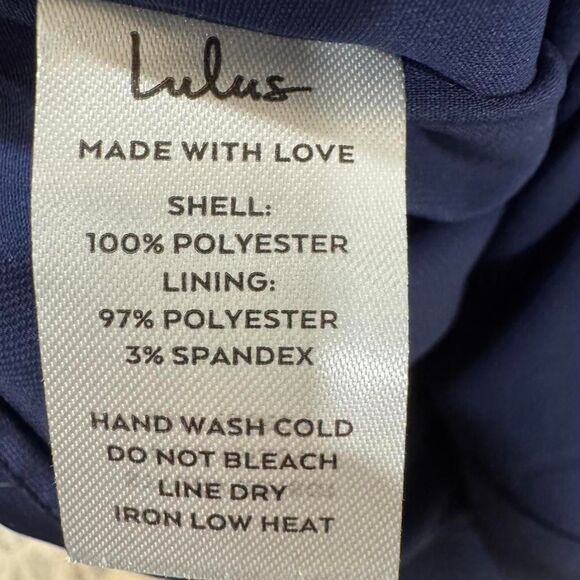 Lulus Women's Satin Dress Midi Floral Navy Blue White Wedding Guest Prom Resort - Picture 6 of 8